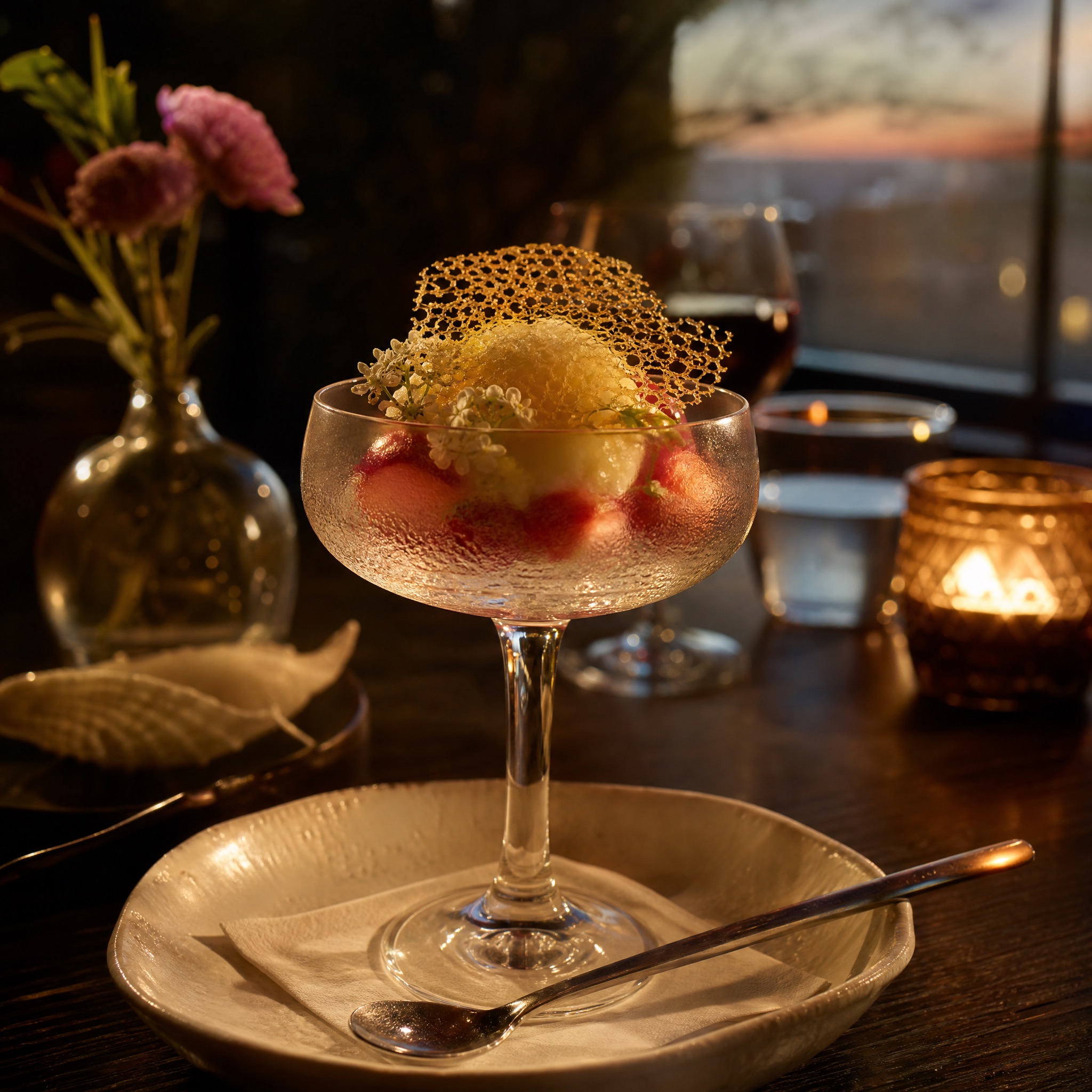 Aardbei met verbena-granité