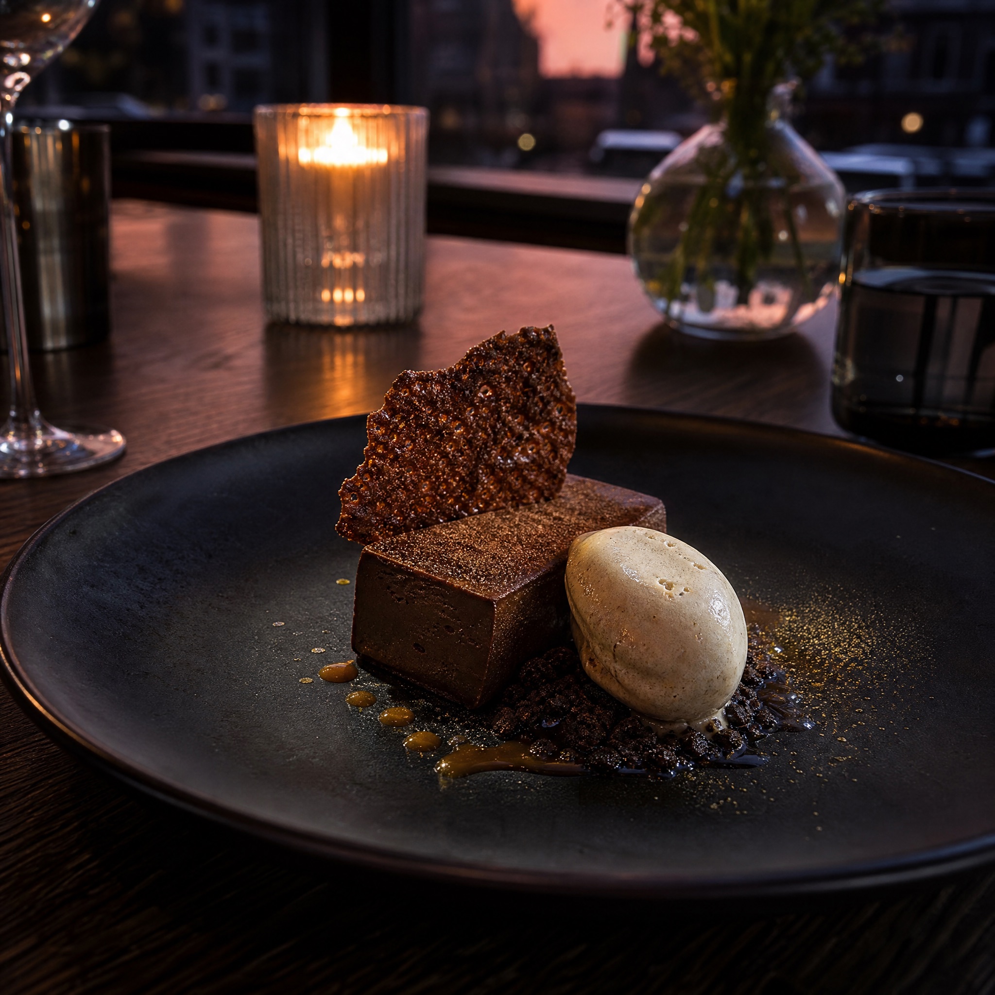 Chocolade met gerookte karamel